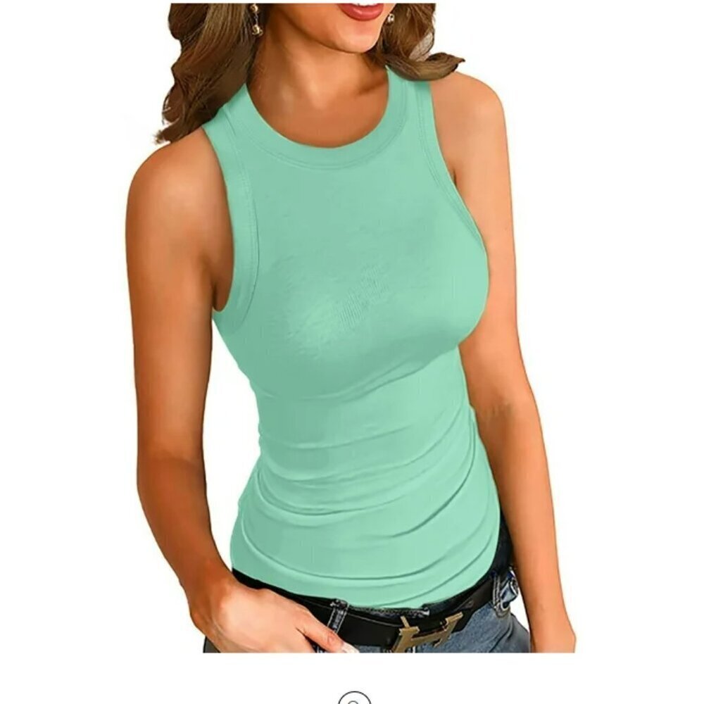 A new day Womens Tank Tops High Neck Summer Tanks Cami Sleeveless Tops Basic